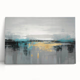 Abstract wall art canvas print showcasing vibrant geometric shapes in bold colors, featuring shades of blue, orange, and yellow, ideal for modern home decor.