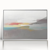 Abstract wall art canvas print showcasing vibrant swirls of blue, orange, and yellow, ideal for modern home decor or office spaces.