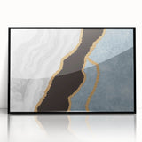 Abstract wall art canvas print showcasing vibrant colors and dynamic shapes, ideal for modern decor, presented rolled in protective packaging.