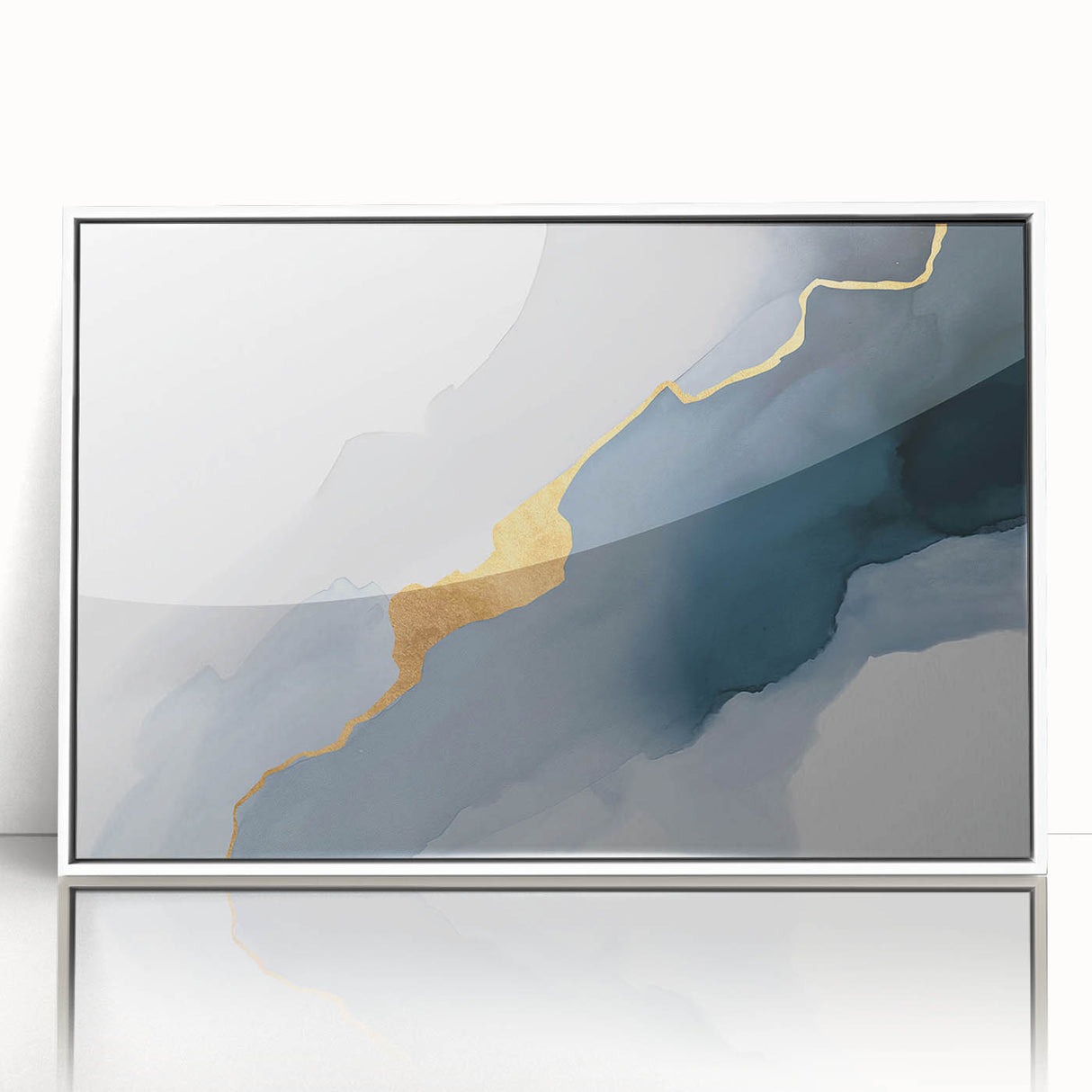 Vibrant abstract canvas art showcasing swirling colors in blue, orange, and yellow, ideal for modern home decor and artistic spaces.