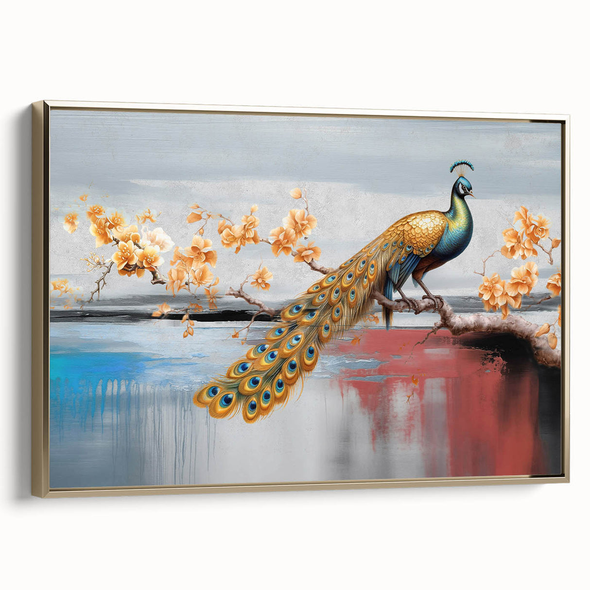 Abstract wall art canvas print showcasing vibrant colors and dynamic shapes, perfect for modern home decor. Textured design adds depth and visual interest.