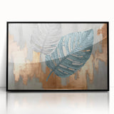 Modern Strokes and Lines Abstract Art with Feather Motif on Canvas