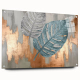 Modern Strokes and Lines Abstract Art with Feather Motif on Canvas