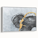 Abstract wall art canvas print showcasing vibrant colors and dynamic shapes, perfect for modern decor, displayed in a stylish living room setting.