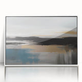 Colorful abstract wall art canvas featuring bold geometric shapes in vibrant hues of blue, orange, and yellow, perfect for modern home decor.