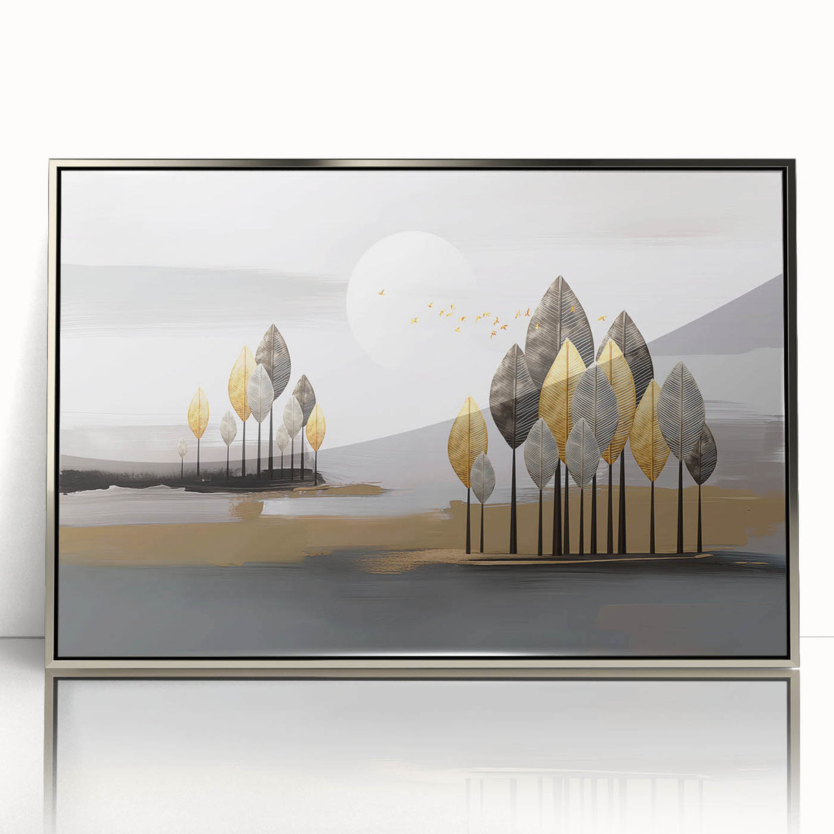 Abstract canvas art showcasing vibrant geometric patterns in shades of blue, orange, and yellow, perfect for modern home decor or artistic displays. This artwork adds a dynamic visual element to any space.