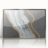 Abstract wall art print showcasing vibrant colors and dynamic shapes, ideal for modern decor, displayed on a wooden easel with natural lighting.