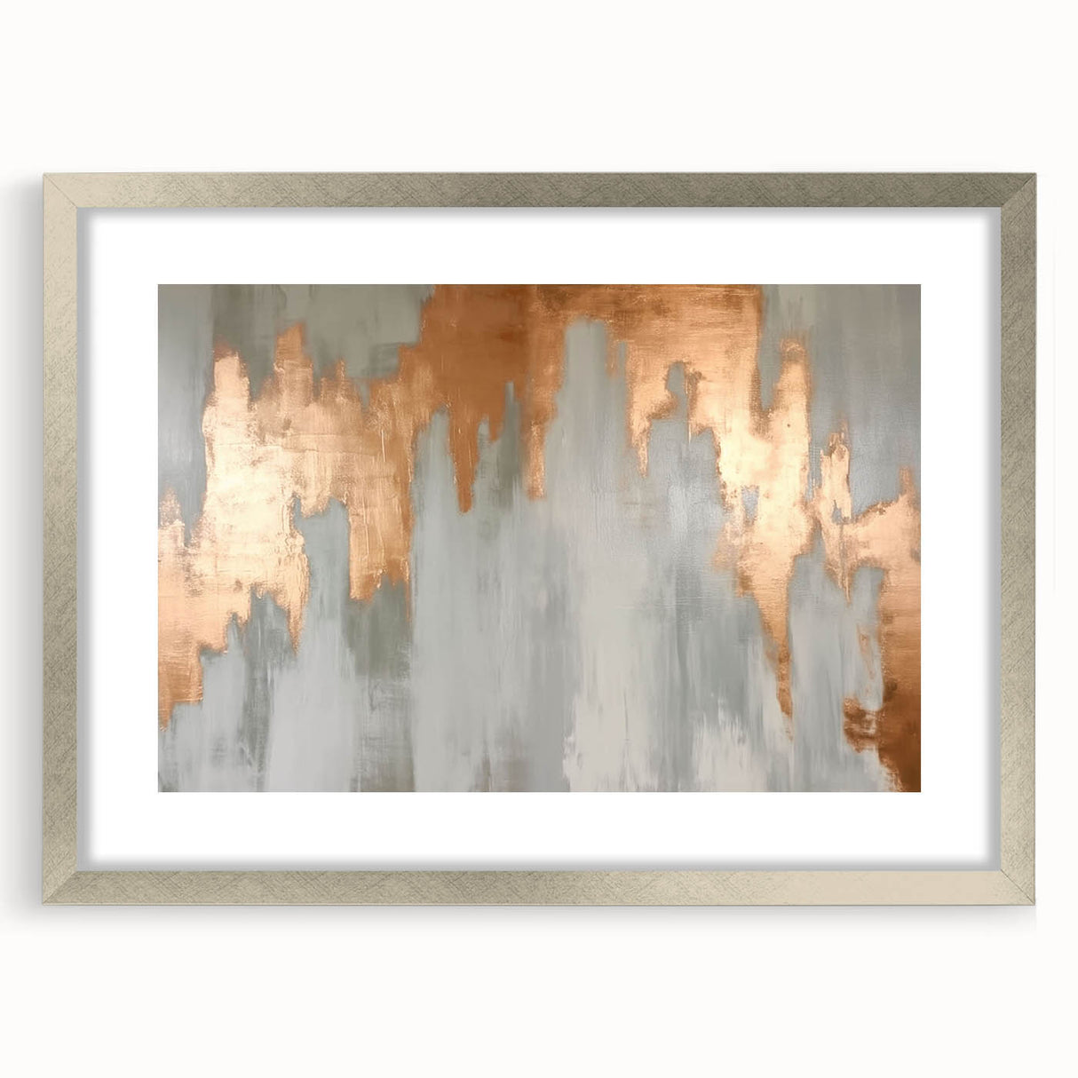 Geometric Strokes and Lines Abstract Art with Wood Rings on Canvas