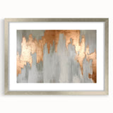 Geometric Strokes and Lines Abstract Art with Wood Rings on Canvas