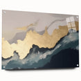 Abstract wall art canvas featuring vibrant blue and orange geometric patterns, showcasing a modern design ideal for contemporary home decor.