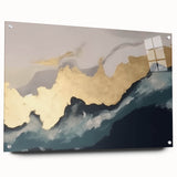 Abstract wall art canvas featuring vibrant blue and orange geometric patterns, showcasing a modern design ideal for contemporary home decor.