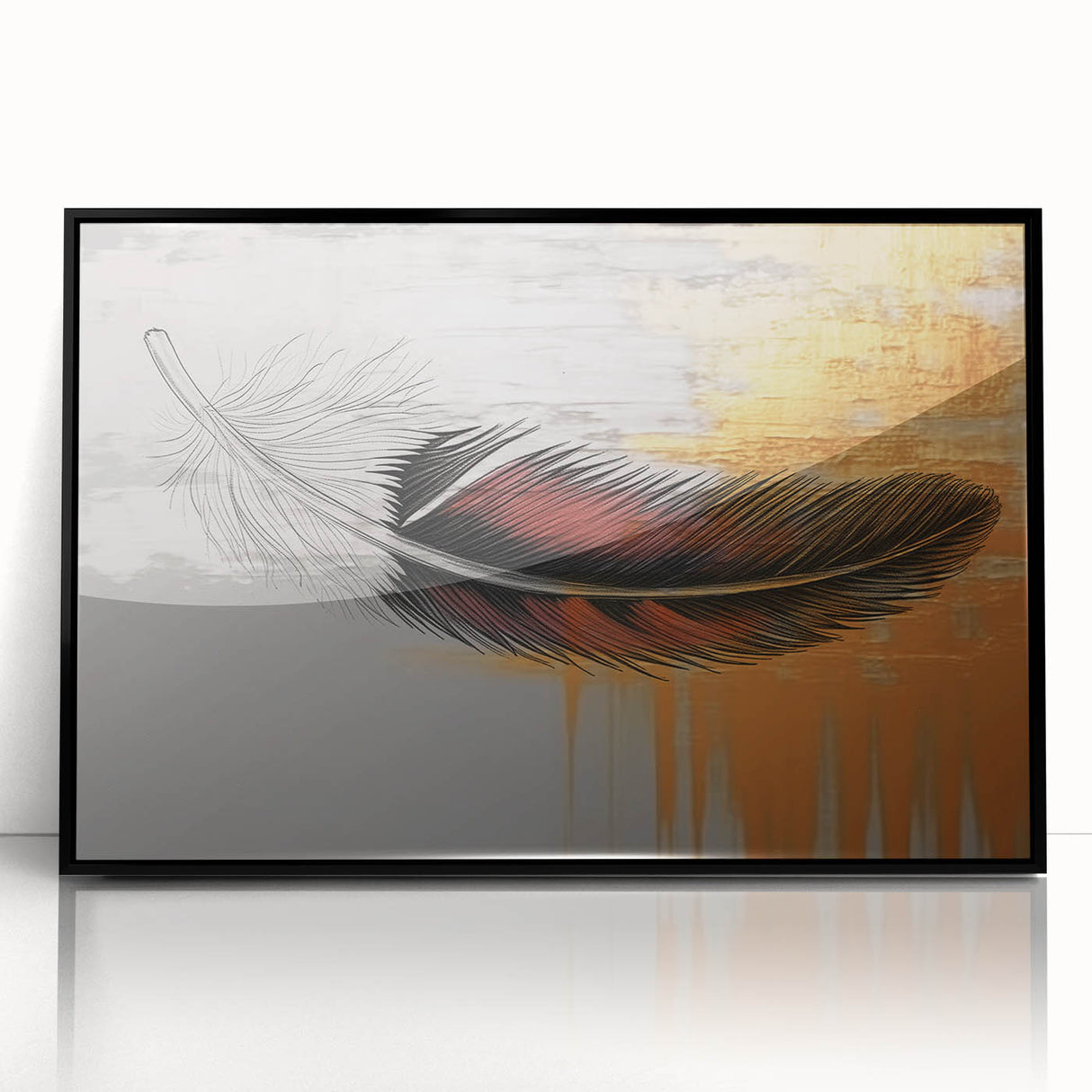 Abstract wall art canvas print showcasing vibrant blue, orange, and yellow geometric shapes with a textured finish, perfect for modern decor.