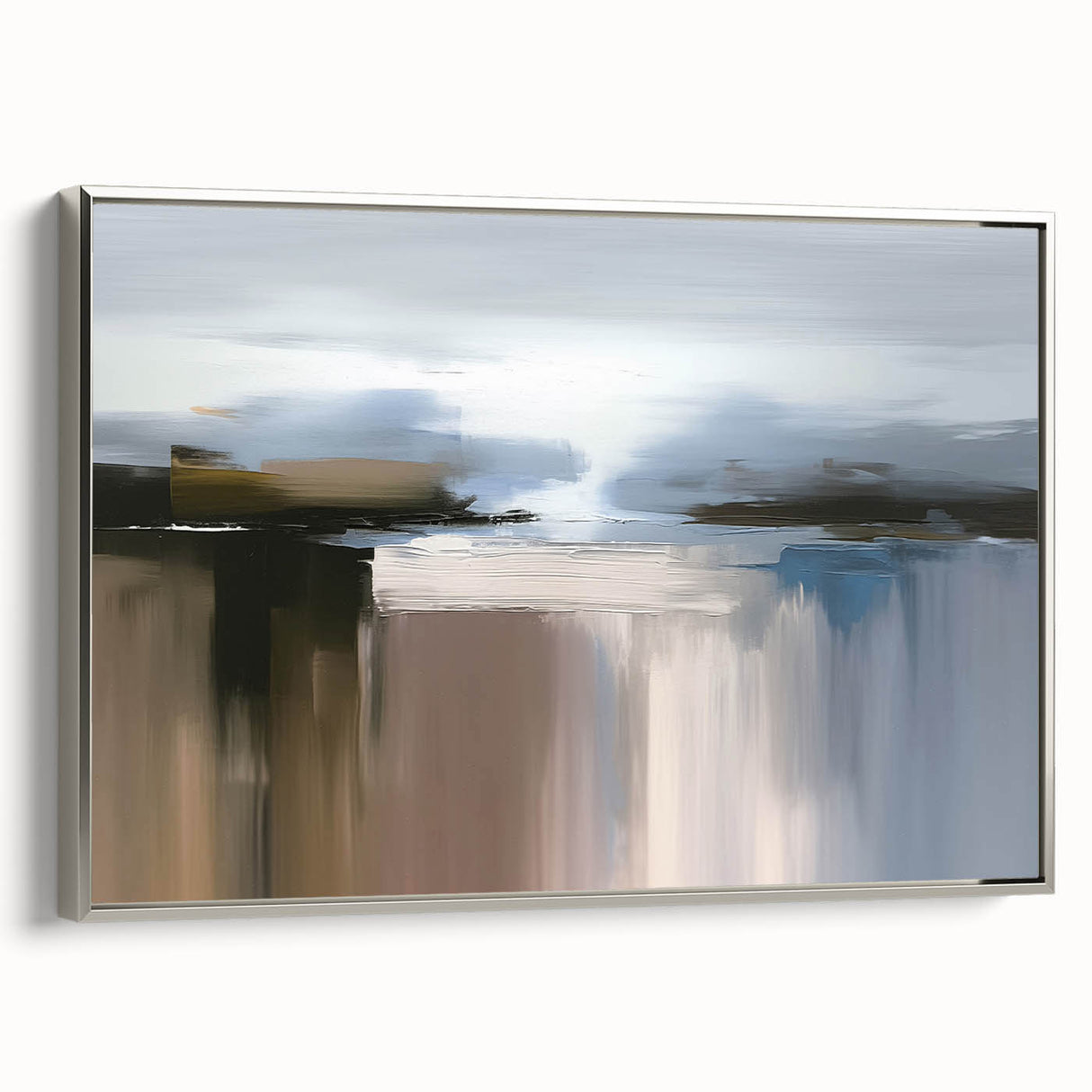 Vibrant abstract canvas artwork showcasing swirling colors of blue, orange, and yellow, ideal for modern home decor or artistic spaces.