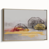 Abstract wall art canvas featuring vibrant colors in swirling patterns, showcasing a modern artistic design perfect for home decor. The artwork is rolled and secured in a protective cardboard tube for safe shipping.