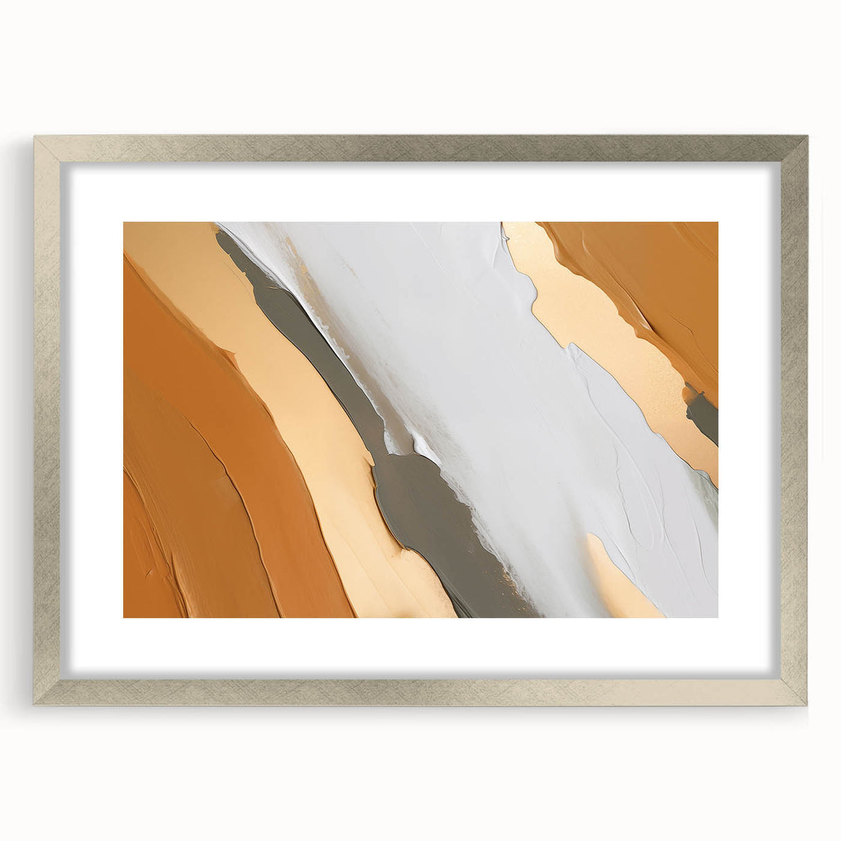 Abstract wall art canvas showcasing vibrant geometric patterns in shades of blue, orange, and yellow, rolled for shipping in a protective cardboard tube.
