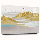 Abstract wall art print showcasing vibrant hues of blue, orange, and yellow with fluid shapes, ideal for modern home decor enhancement.