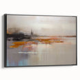 Abstract canvas artwork showcasing vibrant colors and fluid shapes, perfect for modern home decor or art enthusiasts. The piece features swirling patterns in shades of blue, orange, and yellow, creating a dynamic visual experience. Ideal for enhancing living spaces.
