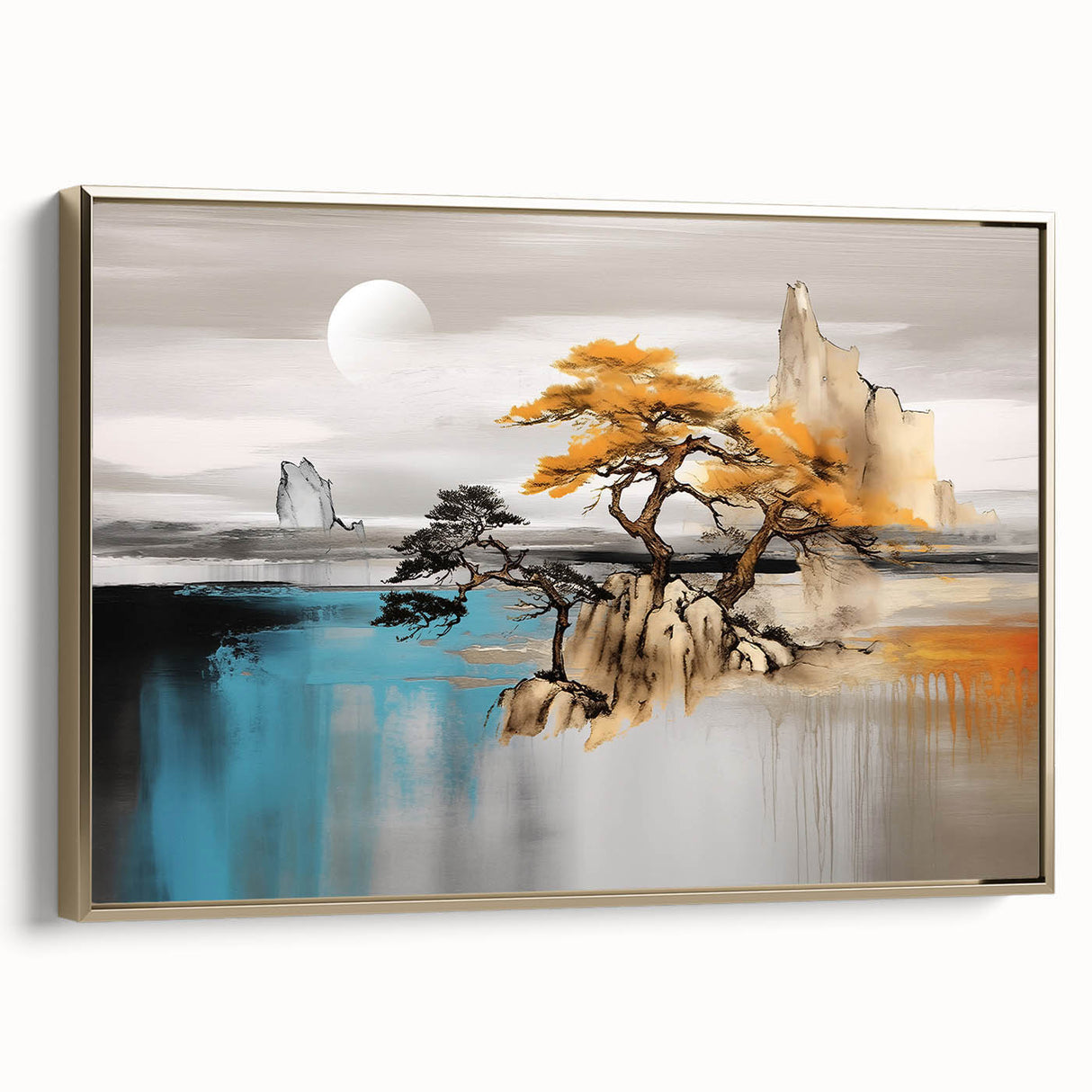 Abstract canvas artwork showcasing vibrant colors and dynamic shapes, perfect for modern home decor. The piece adds a contemporary touch to any room and is ideal for art enthusiasts.