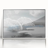 Vibrant abstract canvas artwork showcasing swirling blue and gold patterns, ideal for modern home decor, highlighting artistic creativity and elegance.