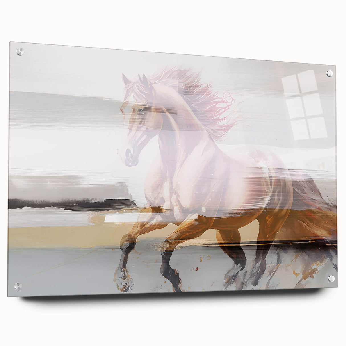 Abstract wall art canvas print showcasing a vibrant mix of colors and geometric shapes, ideal for modern home decor, displayed in a sleek living room setting.