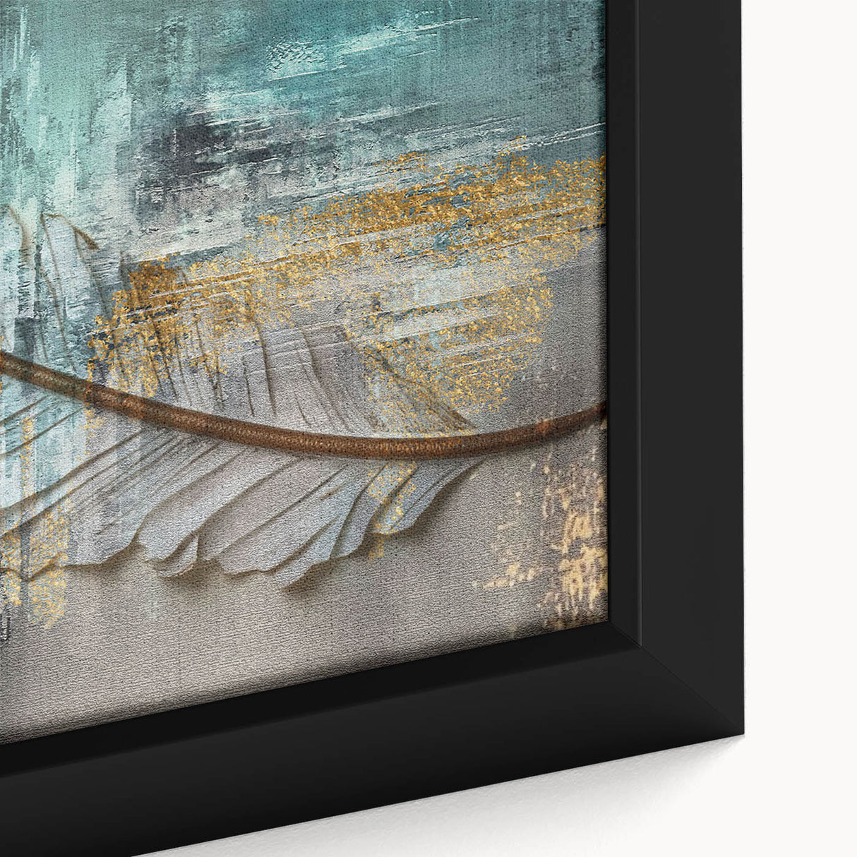 Colorful abstract wall art canvas print showcasing vibrant swirling patterns in shades of blue, orange, and green, perfect for modern decor.
