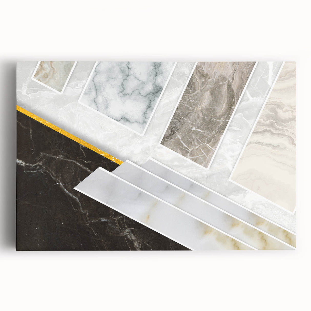 Abstract canvas artwork showcasing vibrant colors and dynamic shapes, perfect for modern home decor. Displayed in a protective cardboard tube for shipping.