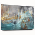 Colorful abstract wall art canvas print showcasing vibrant brush strokes in blue, orange, and yellow hues, ideal for modern home decor.