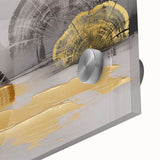 Abstract wall art canvas showcasing vibrant colors and geometric patterns, elegantly rolled and protected in a sturdy cardboard tube for safe shipping.