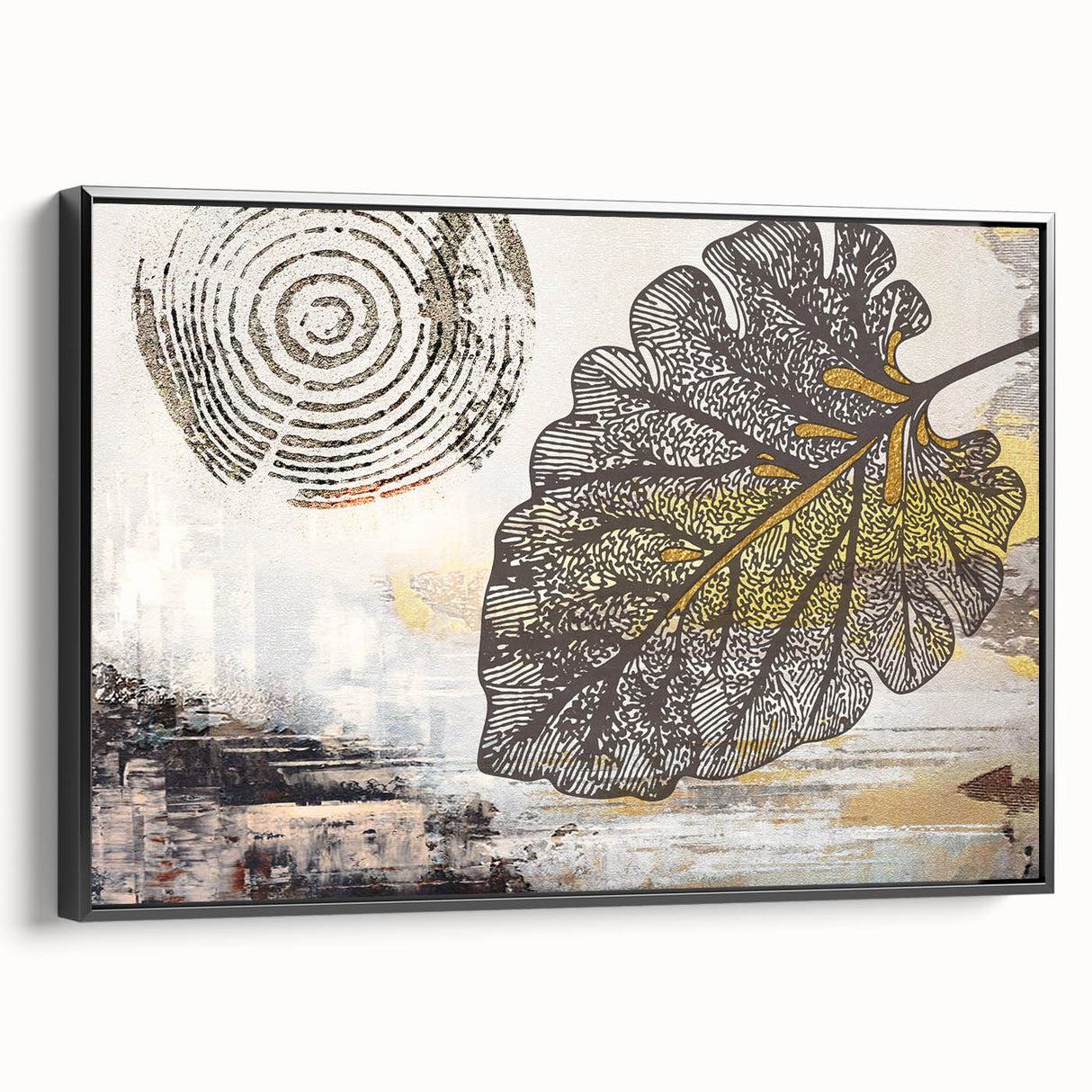 Abstract wall art canvas print showcasing vibrant colors and intricate geometric patterns, ideal for modern home decor, presented in a protective cardboard tube.