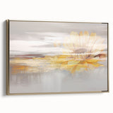 Colorful abstract wall art canvas print featuring bold shapes and vibrant hues of blue, orange, and yellow, ideal for modern decor.