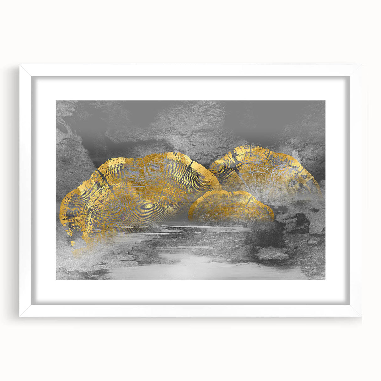 Abstract wall art canvas print showcasing vibrant geometric shapes in shades of blue, yellow, and orange, rolled and ready for display in a protective tube.