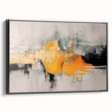 Colorful abstract art canvas print showcasing vibrant swirls of blue, orange, and yellow, perfect for modern home decor styling.