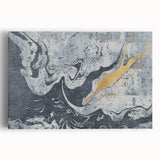 Abstract wall art canvas print showcasing vibrant colors and dynamic shapes, rolled up and secured in a protective cardboard tube for shipping. Perfect for modern decor.