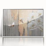 Abstract wall art canvas print showcasing vibrant colors and geometric shapes, rolled and securely packaged in a protective cardboard tube for shipping.