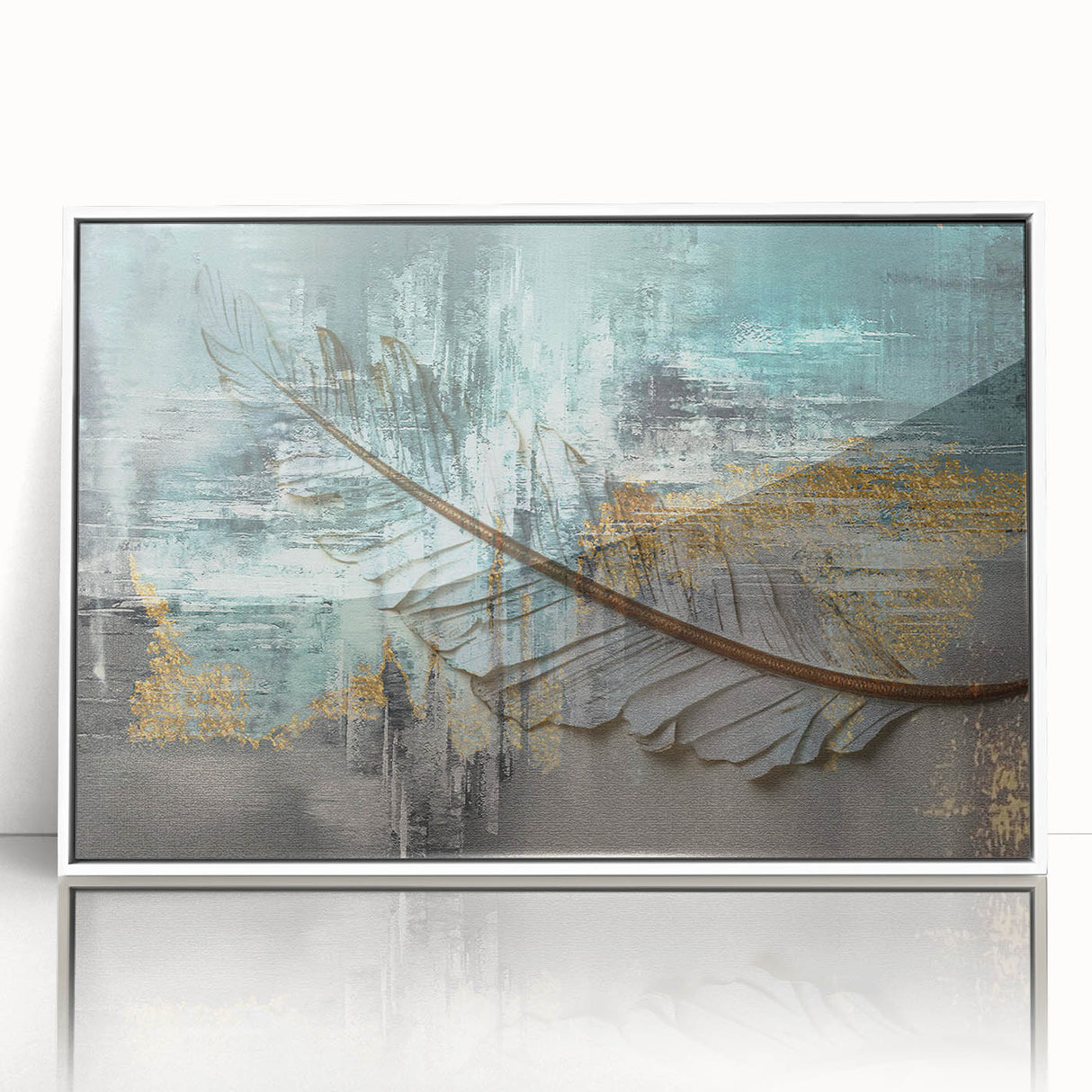 Colorful abstract wall art canvas print showcasing vibrant swirls of blue, orange, and yellow, perfect for modern home decor.