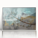 Colorful abstract wall art canvas print showcasing vibrant swirls of blue, orange, and yellow, perfect for modern home decor.
