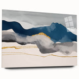 Colorful abstract canvas print showcasing vibrant swirling patterns in shades of blue, orange, and yellow, ideal for modern home decor.