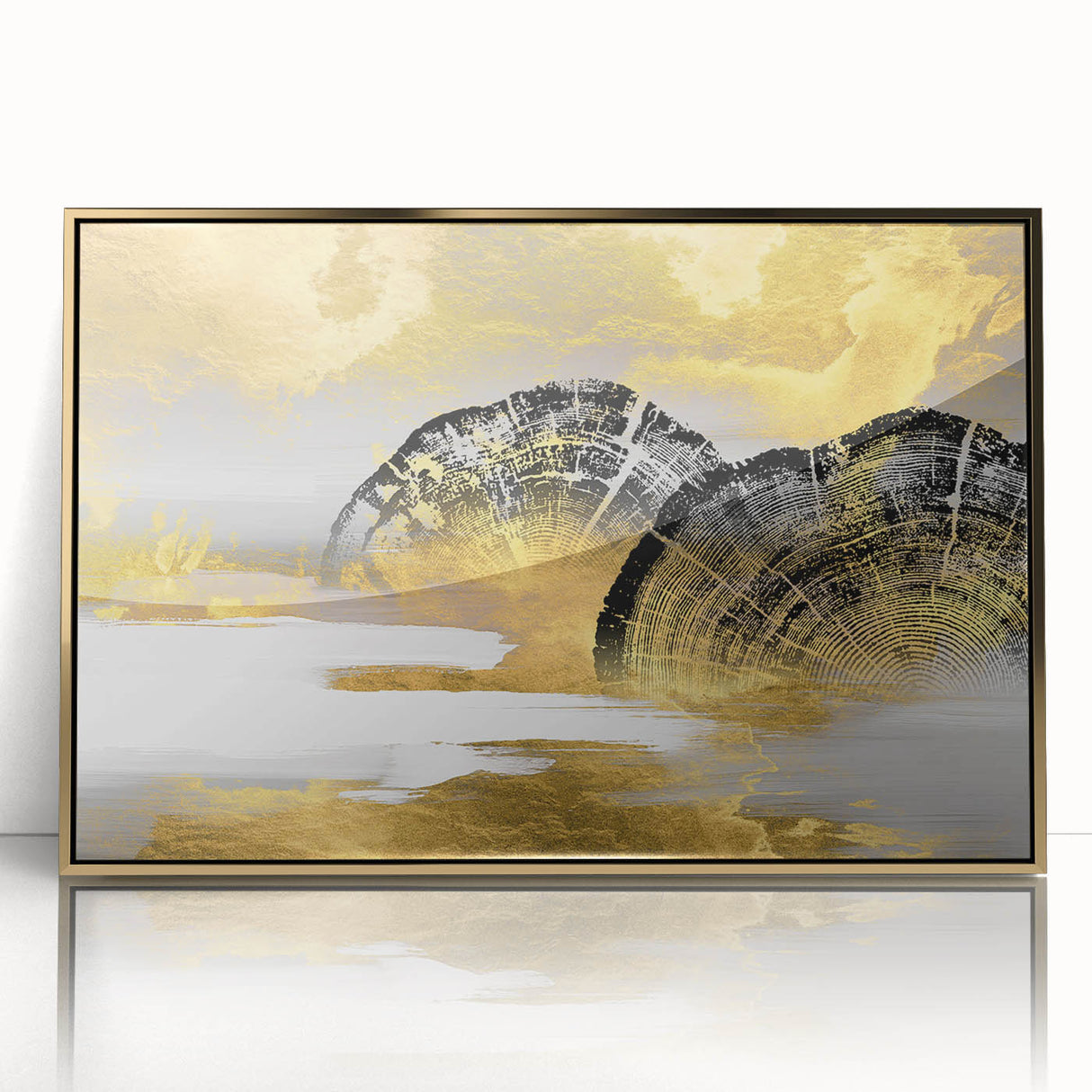 Abstract canvas artwork showcasing vibrant, swirling colors in blue, orange, and yellow, exuding a modern artistic flair; ideal for contemporary home decor.
