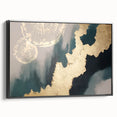 Abstract canvas artwork showcasing vibrant geometric patterns in bold colors, ideal for modern home decor. Packaged securely in a protective cardboard tube for delivery.