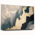 Abstract wall art canvas featuring vibrant geometric shapes in shades of blue, orange, and yellow, showcasing a modern design ideal for contemporary decor.