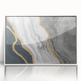 Vibrant abstract wall art canvas print showcasing swirling colors in blue, orange, and yellow, perfect for modern home decor.