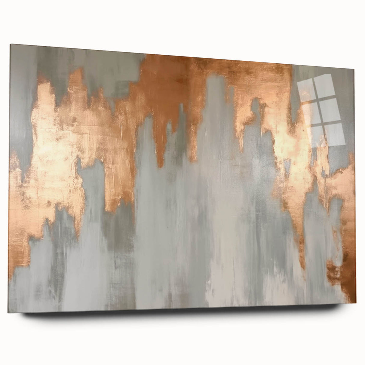 Geometric Strokes and Lines Abstract Art with Wood Rings on Canvas