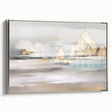 Colorful abstract wall art canvas featuring vibrant swirls of blue, orange, and yellow, perfect for modern home decor and artistic expression.