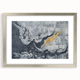 Abstract wall art canvas print showcasing vibrant swirling colors in hues of blue, orange, and gold, ideal for modern home decor and artistic interiors.