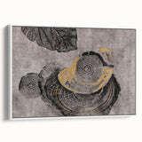 Abstract wall art canvas print showcasing vibrant colors and dynamic shapes, ideal for modern home decor, presented in a protective cardboard tube.
