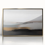 Colorful abstract wall art print showcasing vibrant geometric shapes and fluid lines in shades of blue, orange, and yellow, ideal for modern decor.