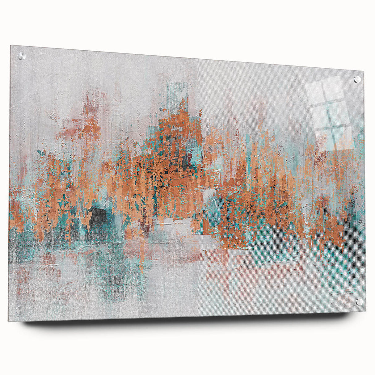 Abstract canvas art print showcasing vibrant colors and dynamic shapes, ideal for modern decor, elegantly displayed on a minimalistic wall.