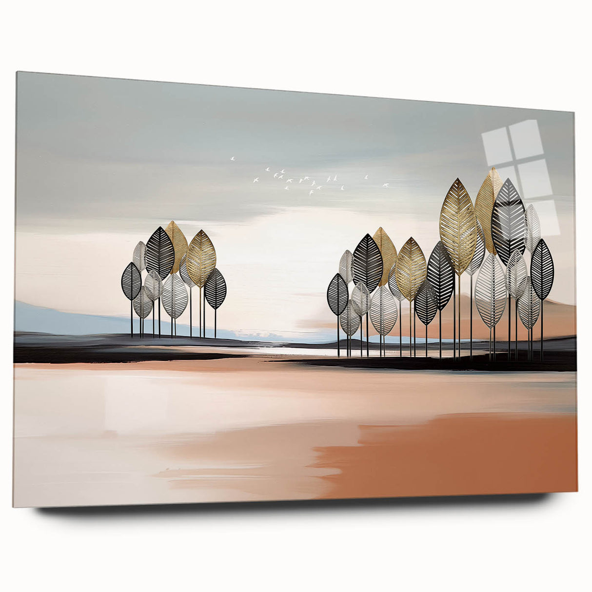 Vibrant abstract canvas artwork showcasing a colorful blend of geometric shapes and organic forms, perfect for modern home decor.