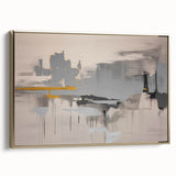 Colorful abstract wall art on canvas, showcasing vibrant swirls of blue, orange, and yellow, ideal for modern home decor and artistic expression.