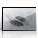 Vibrant abstract canvas artwork showcasing dynamic swirls of blue, orange, and yellow colors, ideal for modern home decor.